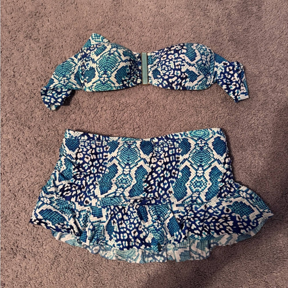 Blue La Blanca Strapless Bikini Set